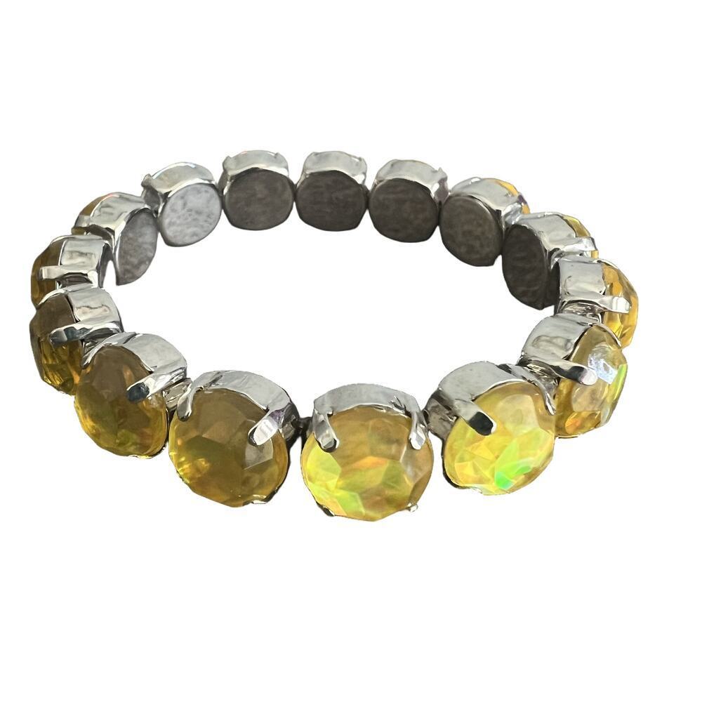 Iridescent lollipop yellow faceted stretch bracelet